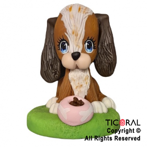 ADORNO PERRO CON PLATITO PORCELANA FRIA x 1